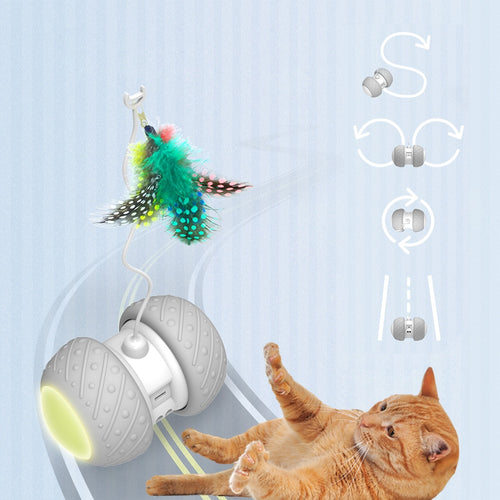 Smart Interactive Cat Toy Rotating Mode Toy Cats Funny Pet Game Electronic Cat Toy LED Light Feather Toys Kitty Balls - OZN Shopping