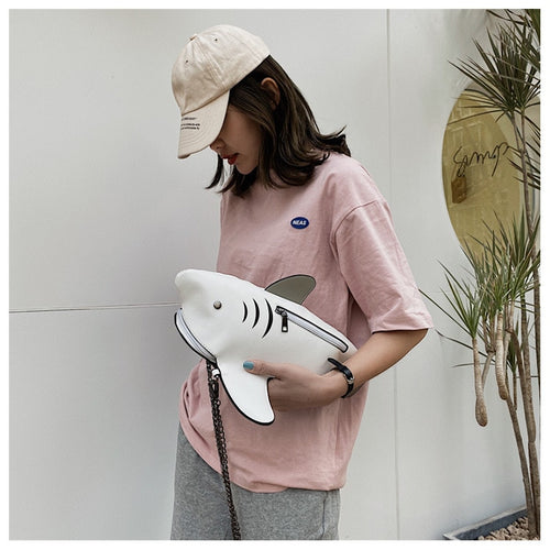 Fashion Shark Shaped Chains Crossbody Bag - OZN Shopping