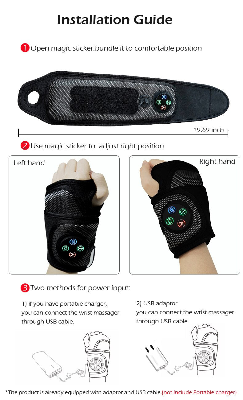 Smart Wrist Brace  Hand Compression Massager --  Electric Heating Brace and Hand Pain Relief Vibration - OZN Shopping
