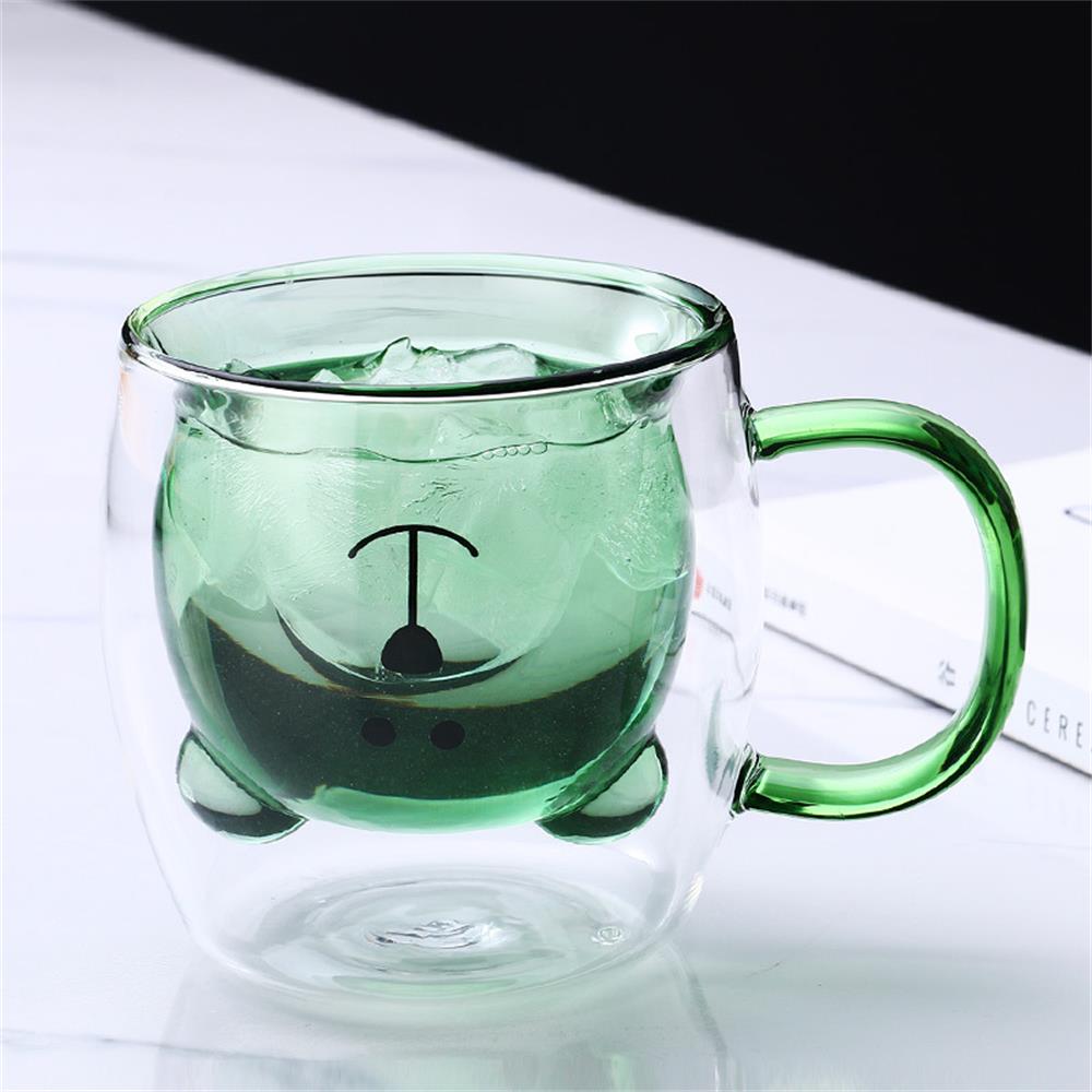 250ml Glass Mugs Cute Bear Cat Animal Double Wall Glass Mug Double-layer Glass Milk Mug Coffee Cup Christmas Gift - OZN Shopping