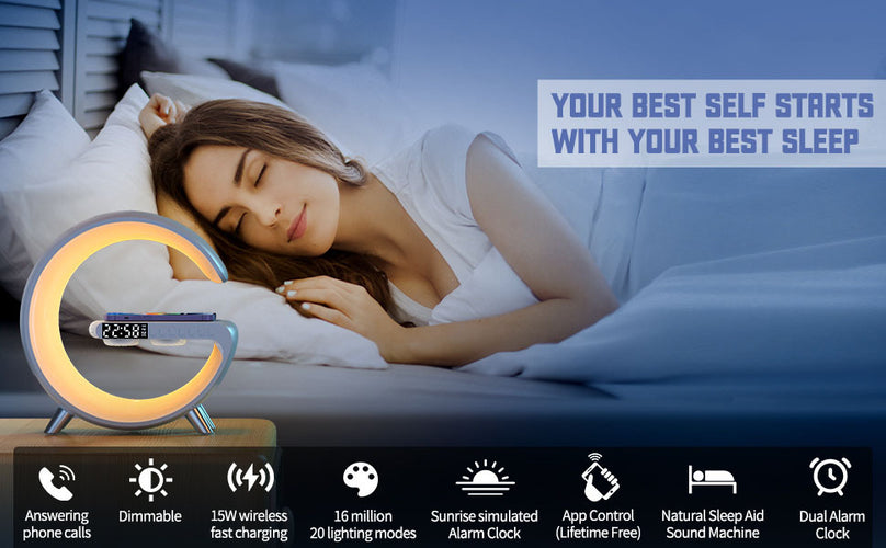 Multifunctional Wireless Charger Alarm Clock Speaker APP RGB Light Fast Charging Station