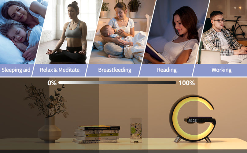 Multifunctional Wireless Charger Alarm Clock Speaker APP RGB Light Fast Charging Station