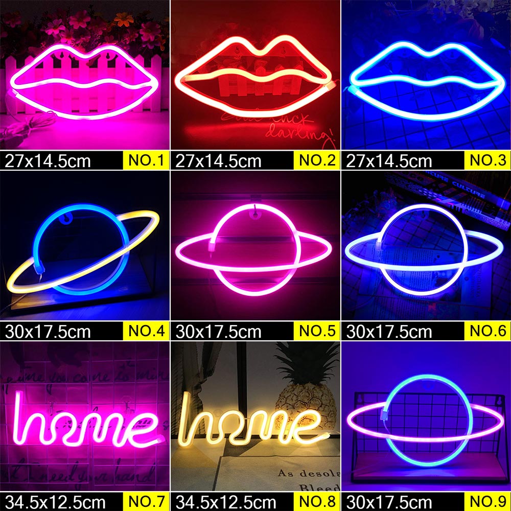 LED Neon Night Light Sign Wall Art Sign Night Lamp Xmas Birthday Gift Wedding Party Wall Hanging Neon Lamp Home Decor - OZN Shopping