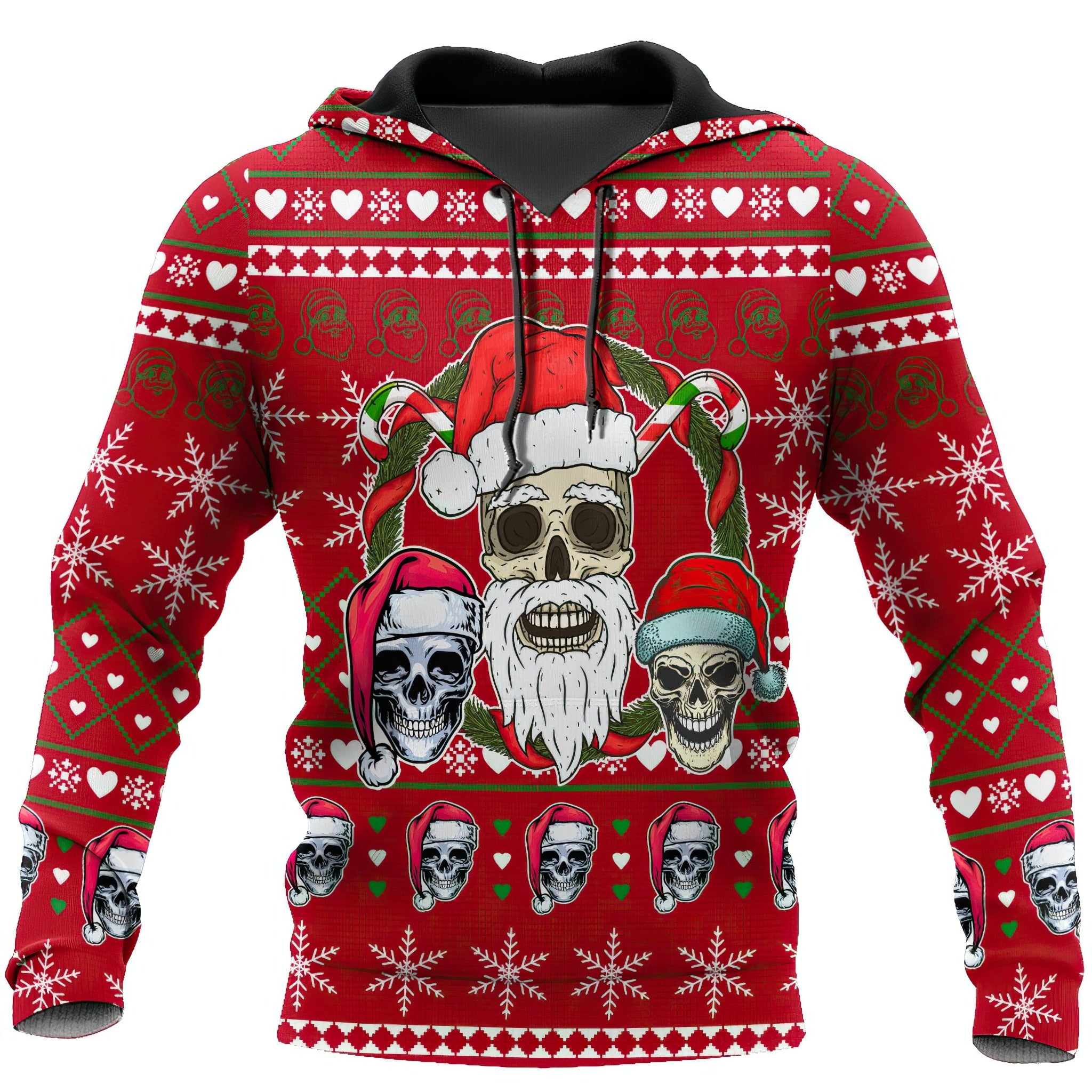 Christmas Skull Print Hooded Sweatshirts Fashion Jacket Pullover