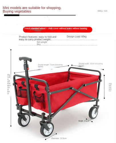 Collapsible Folding Wagon, Heavy Duty Utility Beach Wagon Cart with Removable Wheels, Large Capacity Foldable Grocery Wagon - OZN Shopping