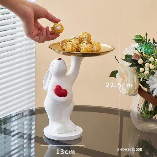 Cute Bear Tray Holder Statue Home Decoration