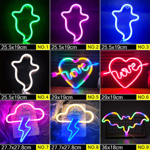 LED Neon Night Light Sign Wall Art Sign Night Lamp Xmas Birthday Gift Wedding Party Wall Hanging Neon Lamp Home Decor - OZN Shopping