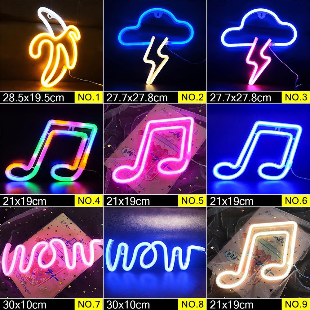 LED Neon Night Light Sign Wall Art Sign Night Lamp Xmas Birthday Gift Wedding Party Wall Hanging Neon Lamp Home Decor - OZN Shopping