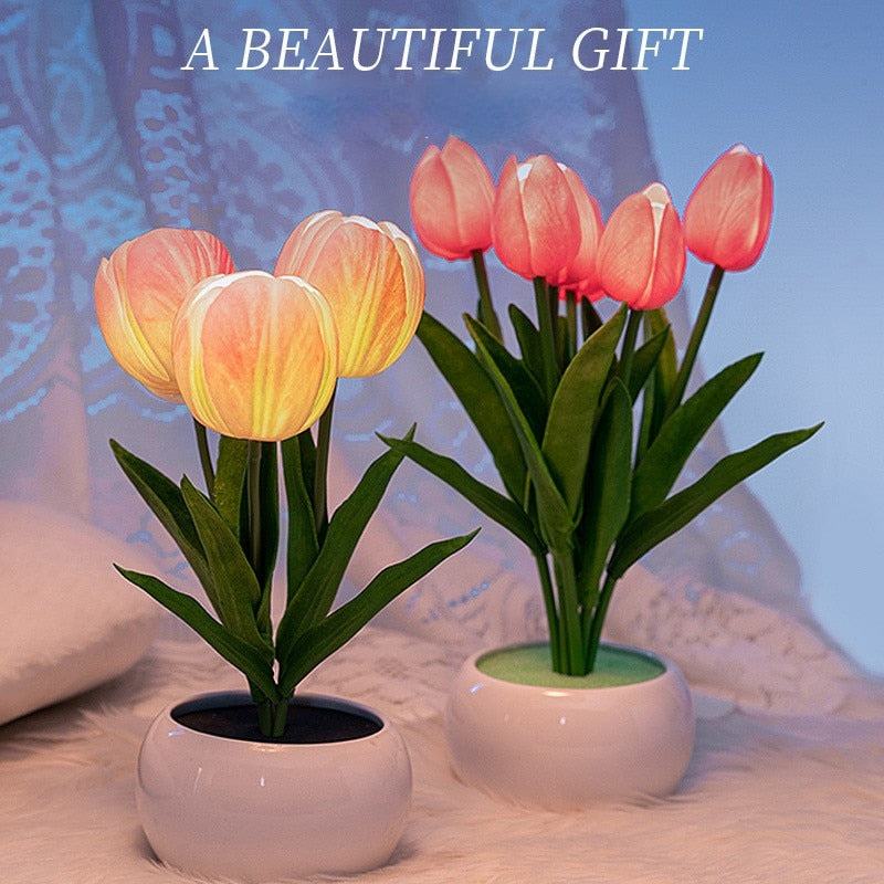 Flower LED Tulip Table Lamp Home Decor