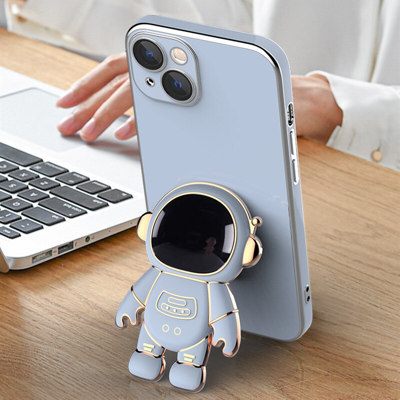 Astronaut Fold Stand Phone Case For Samsung Galaxy S20 S21 FE S22 Ultra S10 Plus A52S A72 A32 A22 A82 A7 Silicone Cover