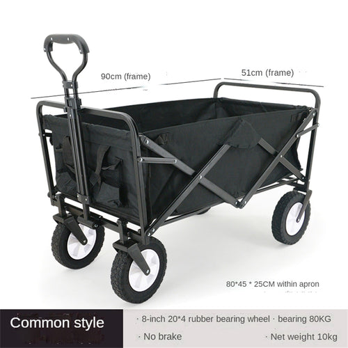 Collapsible Folding Wagon, Heavy Duty Utility Beach Wagon Cart with Removable Wheels, Large Capacity Foldable Grocery Wagon - OZN Shopping