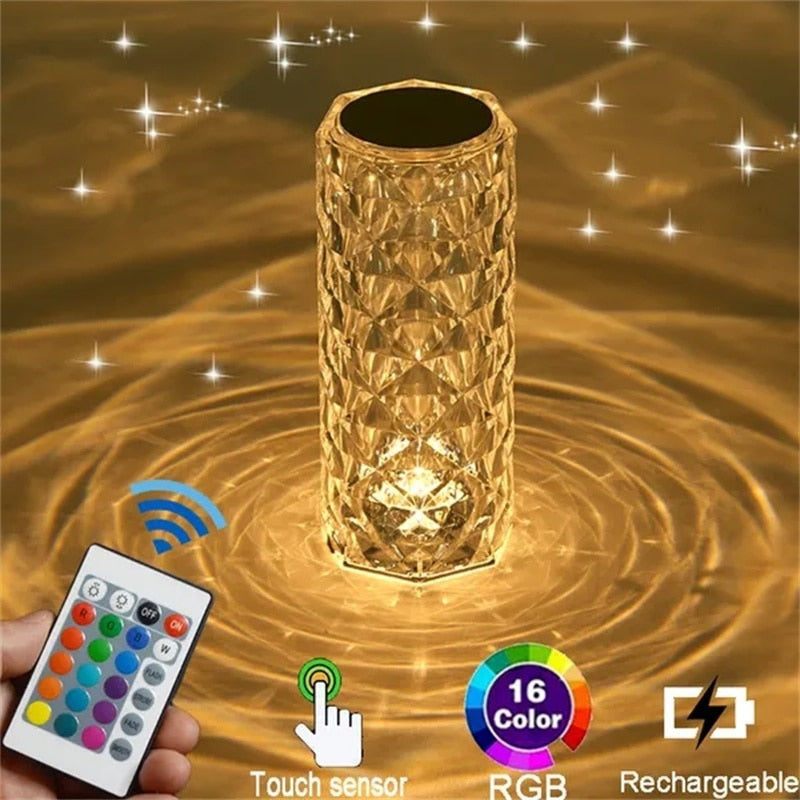 Crystal Lamp LED Rose Light Projector