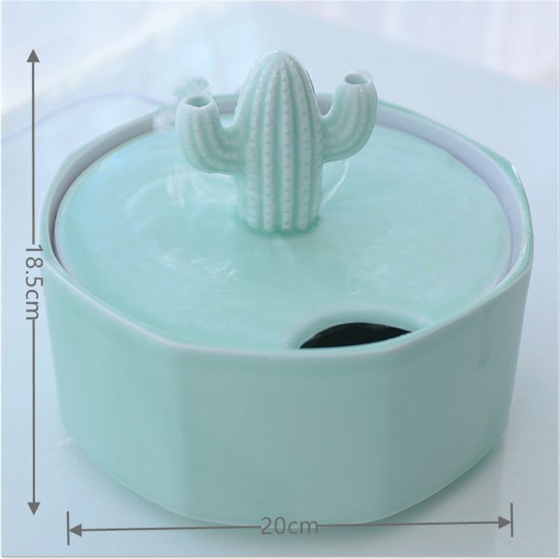 Cactus Shape Cats Water Fountain for Pets