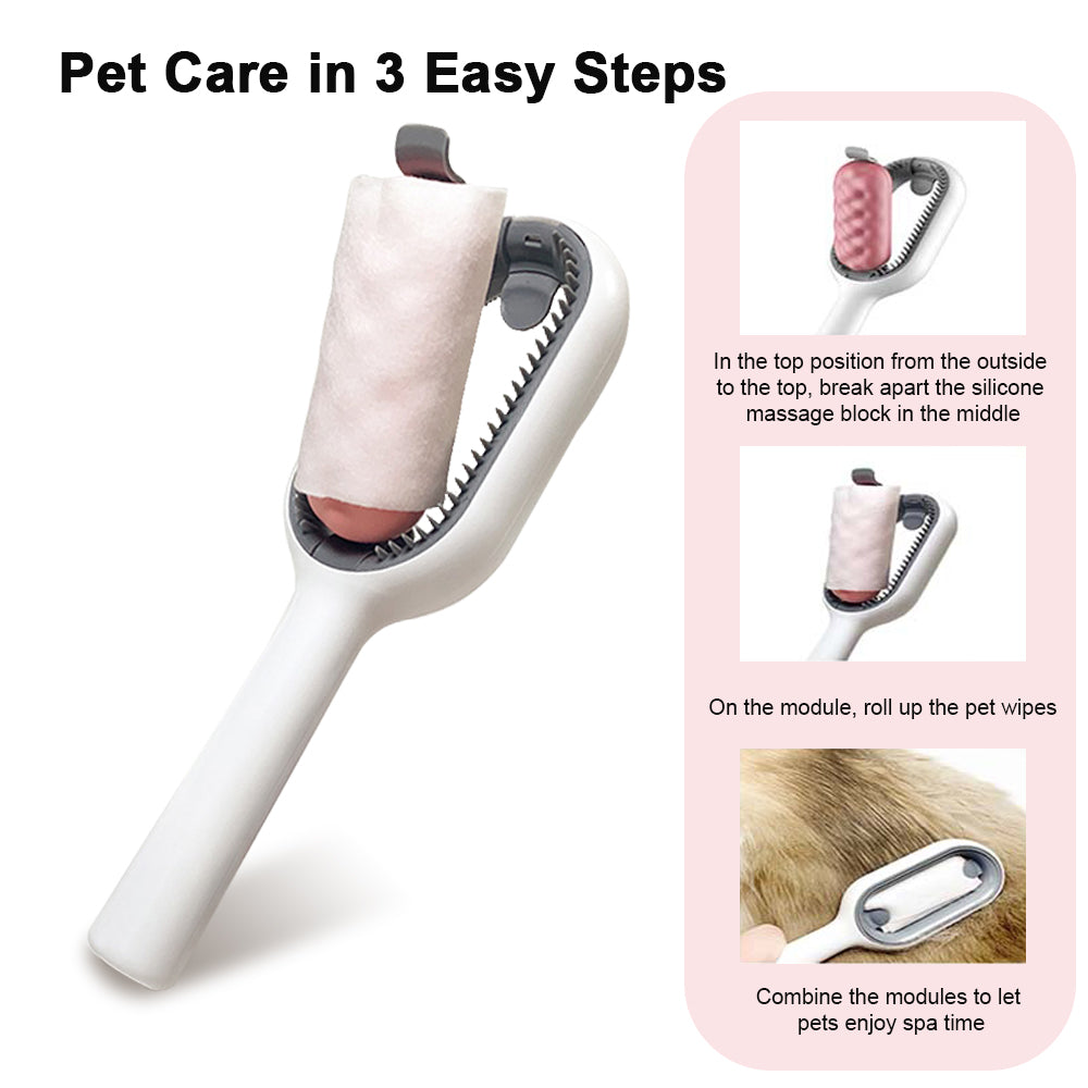 Pet Cat Grooming Brush Dog Comb Hair Removes Massages Pet Hair Comb with Cleaning Wipes for Long Short Hair Dogs Pet Products