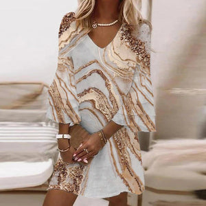 Women Fashion Flare Sleeve Dress - OZN Shopping