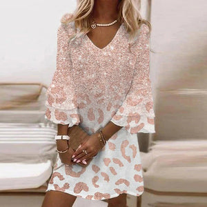 Women Fashion Flare Sleeve Dress - OZN Shopping