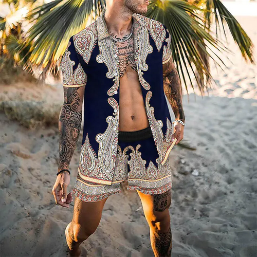 Men Beach Fashion Polo & Shorts - OZN Shopping