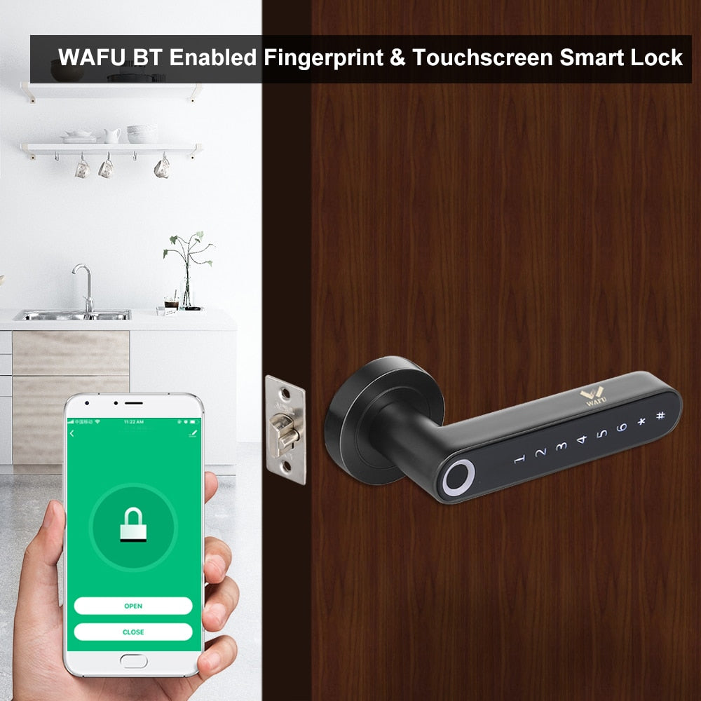 Fingerprint Electronic Door Lock Smart Bluetooth Password Handle Lock APP - OZN Shopping