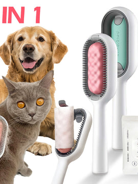 Pet Cat Grooming Brush Dog Comb Hair Removes Massages Pet Hair Comb with Cleaning Wipes for Long Short Hair Dogs Pet Products