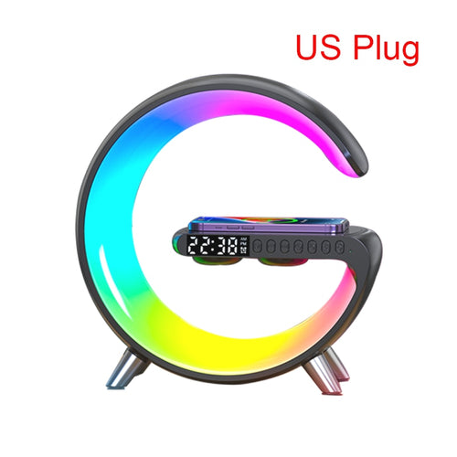 Multifunctional Wireless Charger Alarm Clock Speaker APP RGB Light Fast Charging Station
