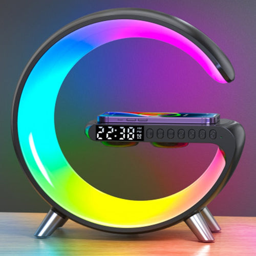 Multifunctional Wireless Charger Alarm Clock Speaker APP RGB Light Fast Charging Station