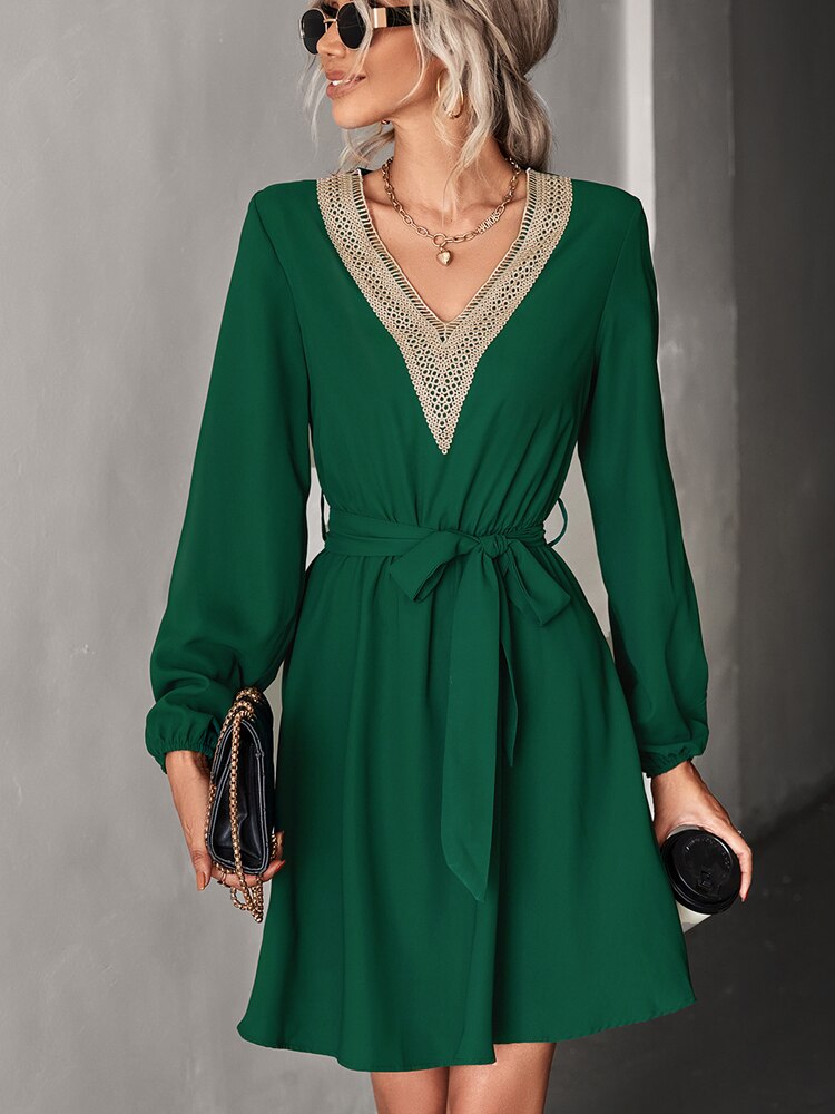 Elegant Lace Stitching Dress