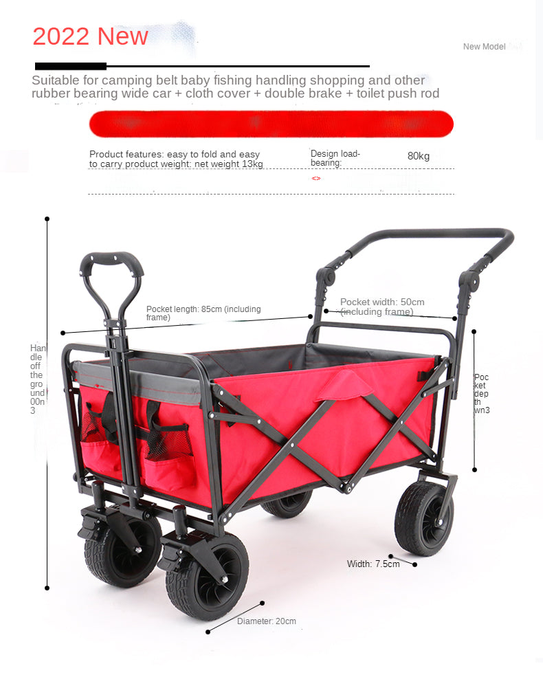 Collapsible Folding Wagon, Heavy Duty Utility Beach Wagon Cart with Removable Wheels, Large Capacity Foldable Grocery Wagon - OZN Shopping