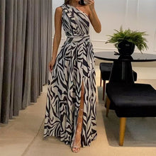 Load image into Gallery viewer, Women Fashion One Shoulder Sleeveless Slit Backless  Party Dress
