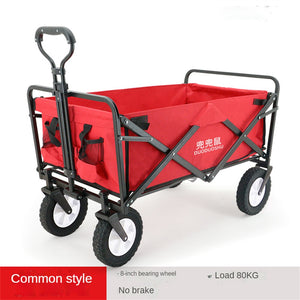 Collapsible Folding Wagon, Heavy Duty Utility Beach Wagon Cart with Removable Wheels, Large Capacity Foldable Grocery Wagon - OZN Shopping