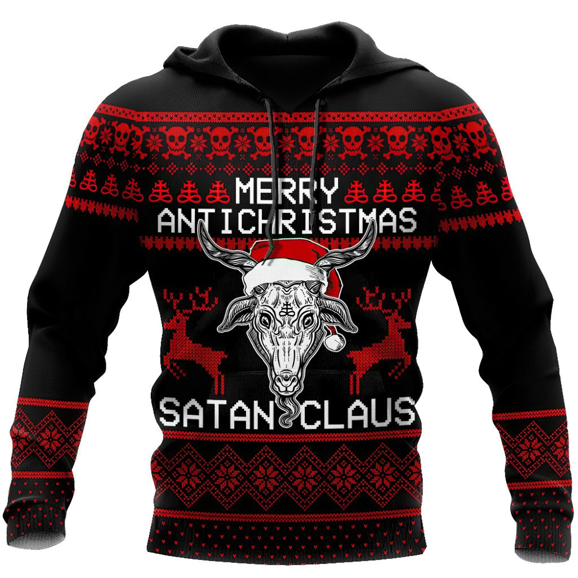 Christmas Skull Print Hooded Sweatshirts Fashion Jacket Pullover