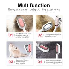 Load image into Gallery viewer, Pet Cat Grooming Brush Dog Comb Hair Removes Massages Pet Hair Comb with Cleaning Wipes for Long Short Hair Dogs Pet Products
