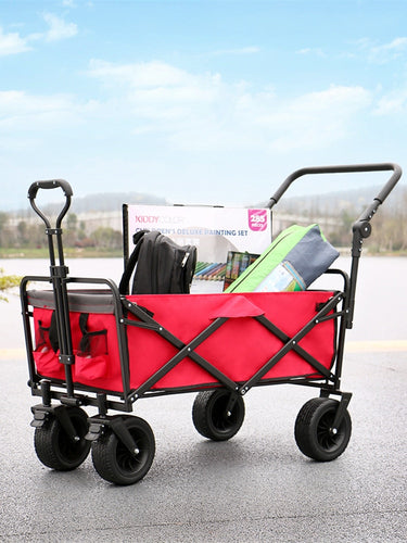 Collapsible Folding Wagon, Heavy Duty Utility Beach Wagon Cart with Removable Wheels, Large Capacity Foldable Grocery Wagon - OZN Shopping