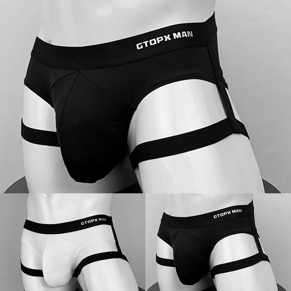 Men Jockstrap Breathable Soft U Convex Underwear Backless Briefs Underpants Thong High Elastic Bikini Slip Homme With Garter