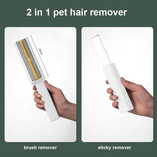 2 in 1 Portable Pet Hair Remover Roller Self-cleaning Lint Remover Clothes Sofa Lint Cleaner Roller Electrostatic Dust Brusher - OZN Shopping
