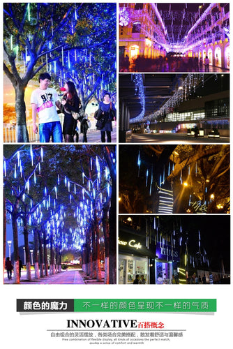 Tube Christmas New Year LED Meteor Shower Garland Decoration