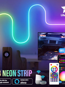 LED Neon Light with WIFI Neon Rope Light DIY Light Bar APP Control Music Sync TV Backlight Game Living Room Bedroom Decoration