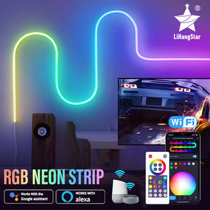 LED Neon Light with WIFI Neon Rope Light DIY Light Bar APP Control Music Sync TV Backlight Game Living Room Bedroom Decoration