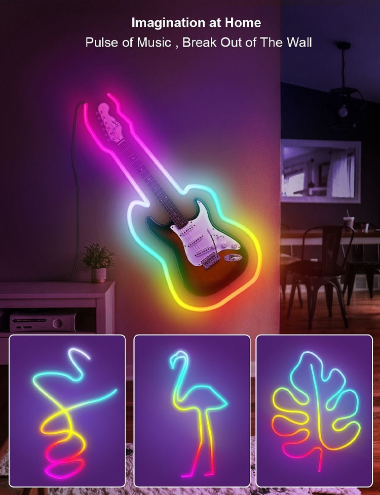 LED Neon Light with WIFI Neon Rope Light DIY Light Bar APP Control Music Sync TV Backlight Game Living Room Bedroom Decoration