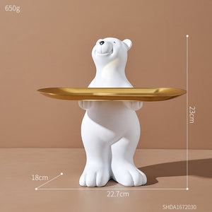 Cute Bear Tray Holder Statue Home Decoration