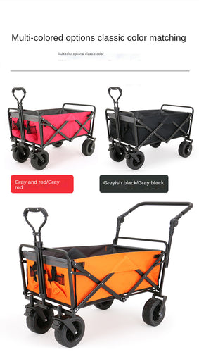 Collapsible Folding Wagon, Heavy Duty Utility Beach Wagon Cart with Removable Wheels, Large Capacity Foldable Grocery Wagon - OZN Shopping