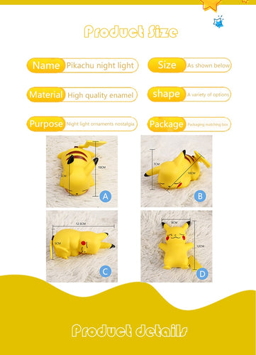 Pokemon Pikachu Night Light Glowing Children Toy Pokemon Pikachu Cute Bedside Lamp Children's Birthday Christmas Present