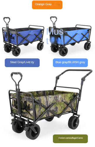 Collapsible Folding Wagon, Heavy Duty Utility Beach Wagon Cart with Removable Wheels, Large Capacity Foldable Grocery Wagon - OZN Shopping
