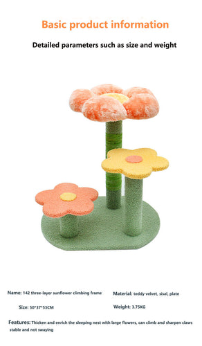 Cat Flower  Tree House Climbing Scratching Post - OZN Shopping