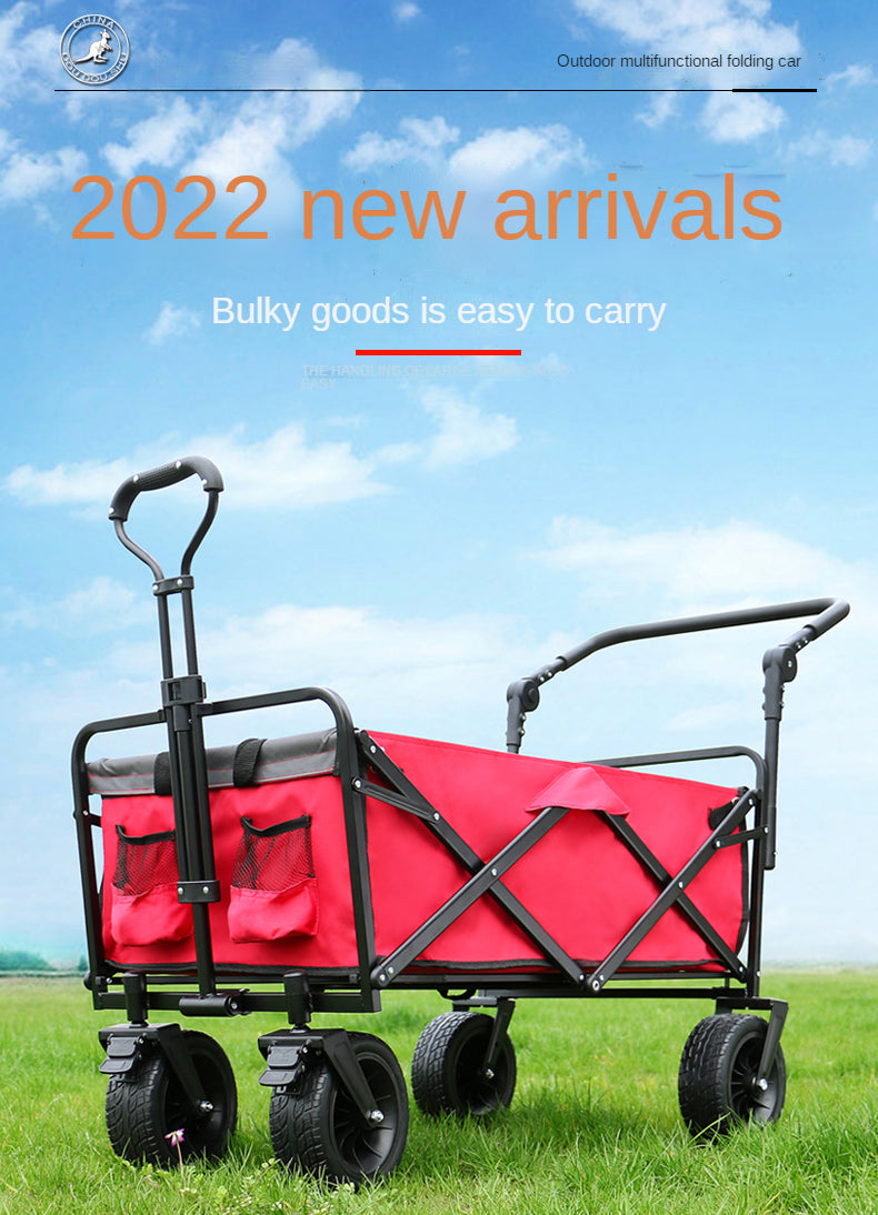 Collapsible Folding Wagon, Heavy Duty Utility Beach Wagon Cart with Removable Wheels, Large Capacity Foldable Grocery Wagon - OZN Shopping