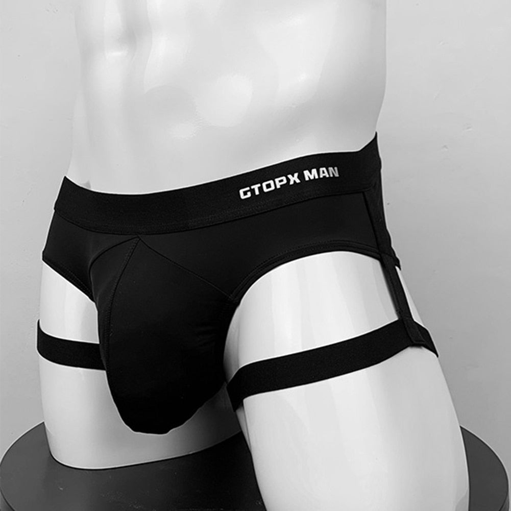 Men Jockstrap Breathable Soft U Convex Underwear Backless Briefs Underpants Thong High Elastic Bikini Slip Homme With Garter