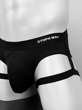 Men Jockstrap Breathable Soft U Convex Underwear Backless Briefs Underpants Thong High Elastic Bikini Slip Homme With Garter