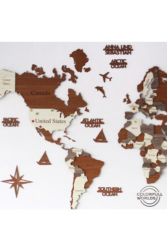 3D Wooden World Map Home Style Wall Decor - OZN Shopping